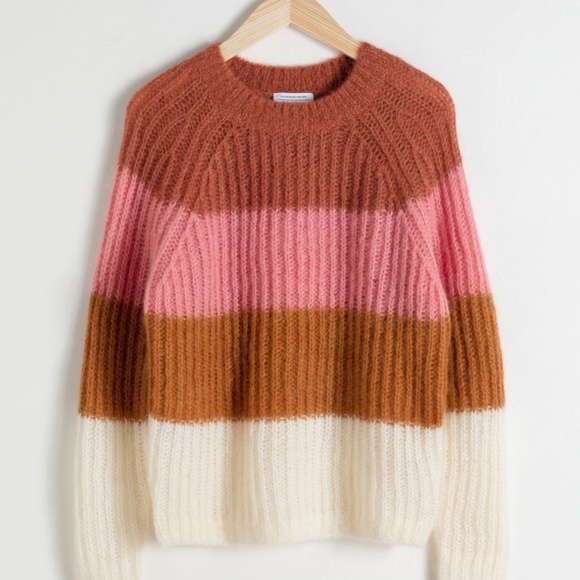& Other Stories Sweaters - & Other Stories Pastel Striped Wool Blend Sweater